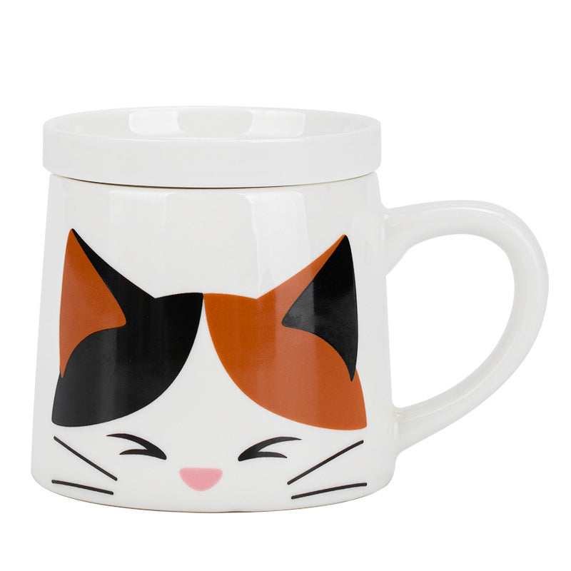Porcelain Mug Water Glass With Cover Spoon
