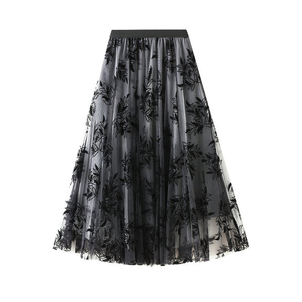 Womens Flocked Printed Skirt