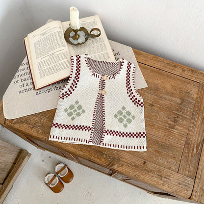 Cotton Knitted Jacquard Vest