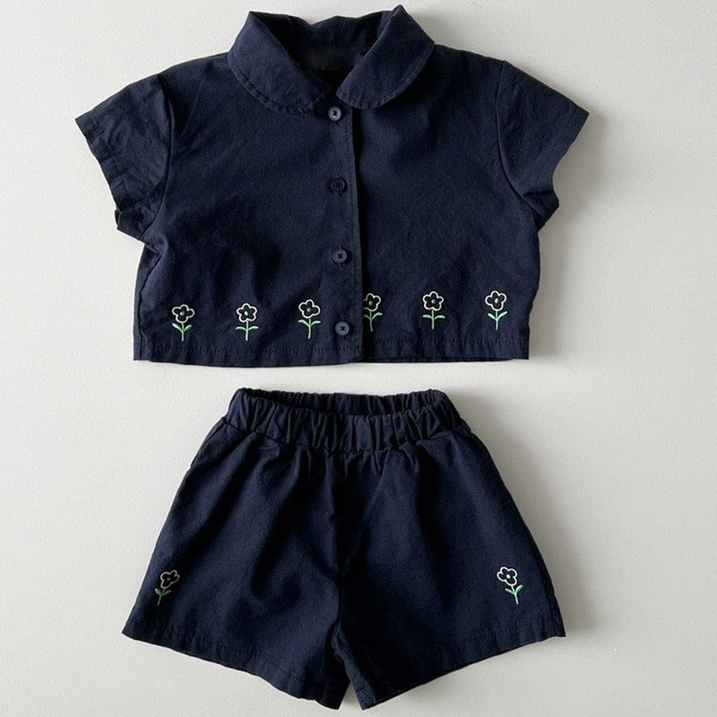 Flower Short-sleeved Shorts Two-piece Set