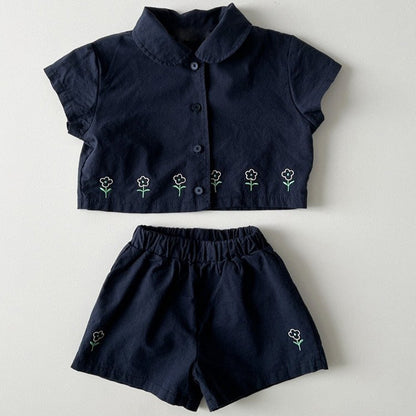 Flower Short-sleeved Shorts Two-piece Set