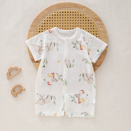 Baby Short Sleeve Boneless Jumpsuit Summer Newborn