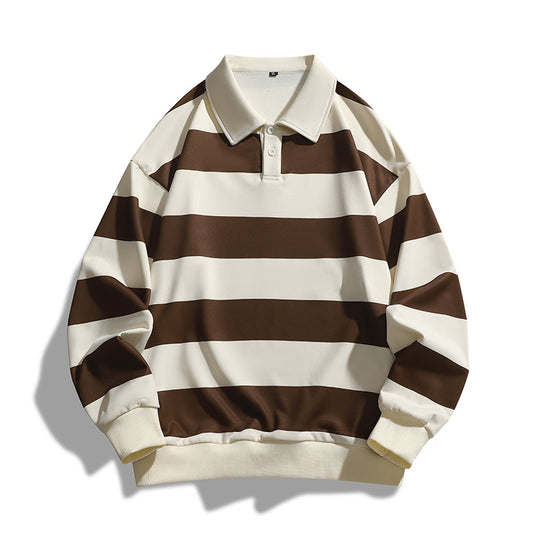 Men's Loose T-shirt Striped Sweater