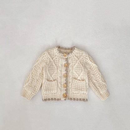 Girls Round Neck Knitted Coat