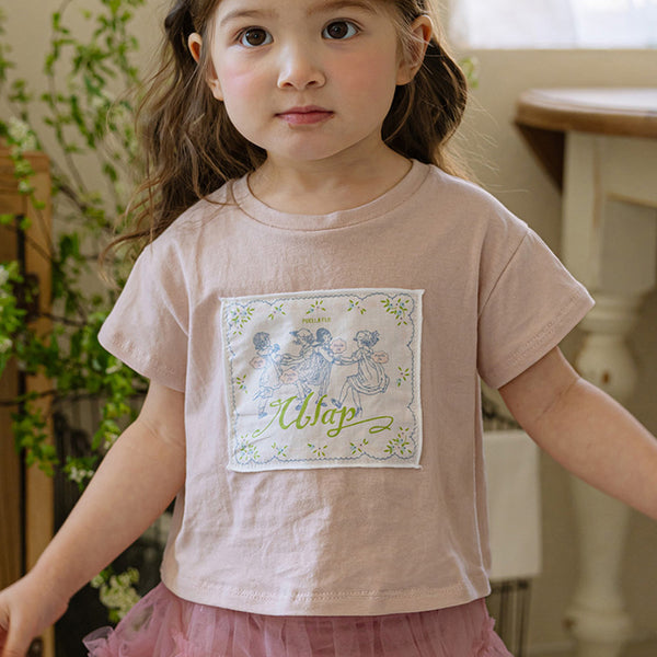 T-shirt confort couleur unie rétro pour jeunes filles