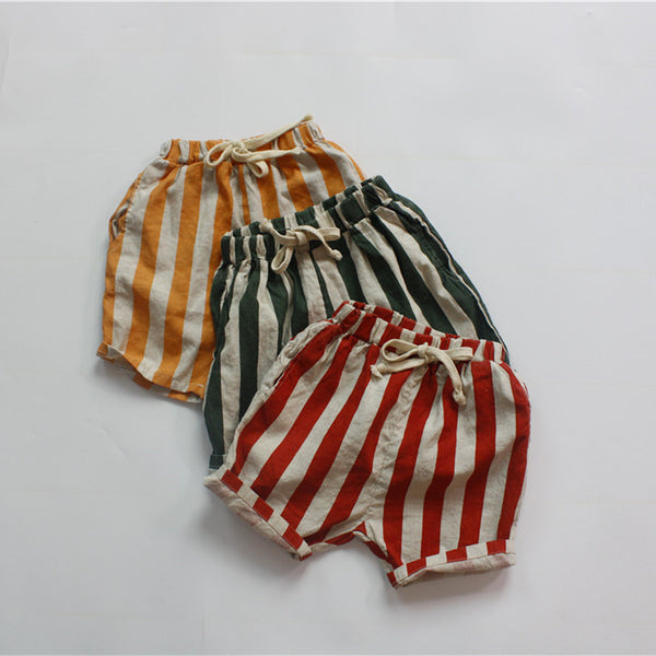 Pantalon Fille Court Rayé Ample