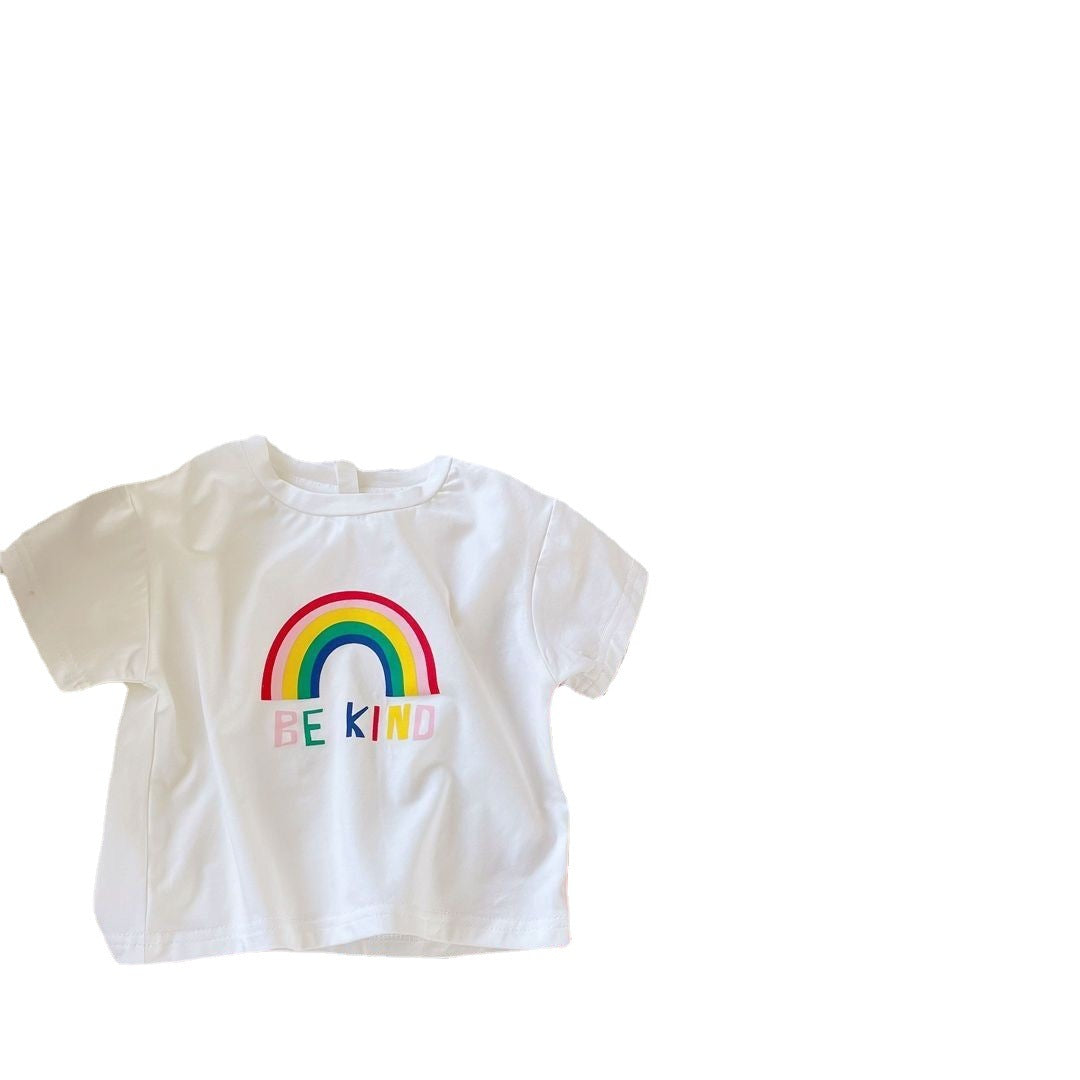 Girls Rainbow Short-sleeved Two-pieces