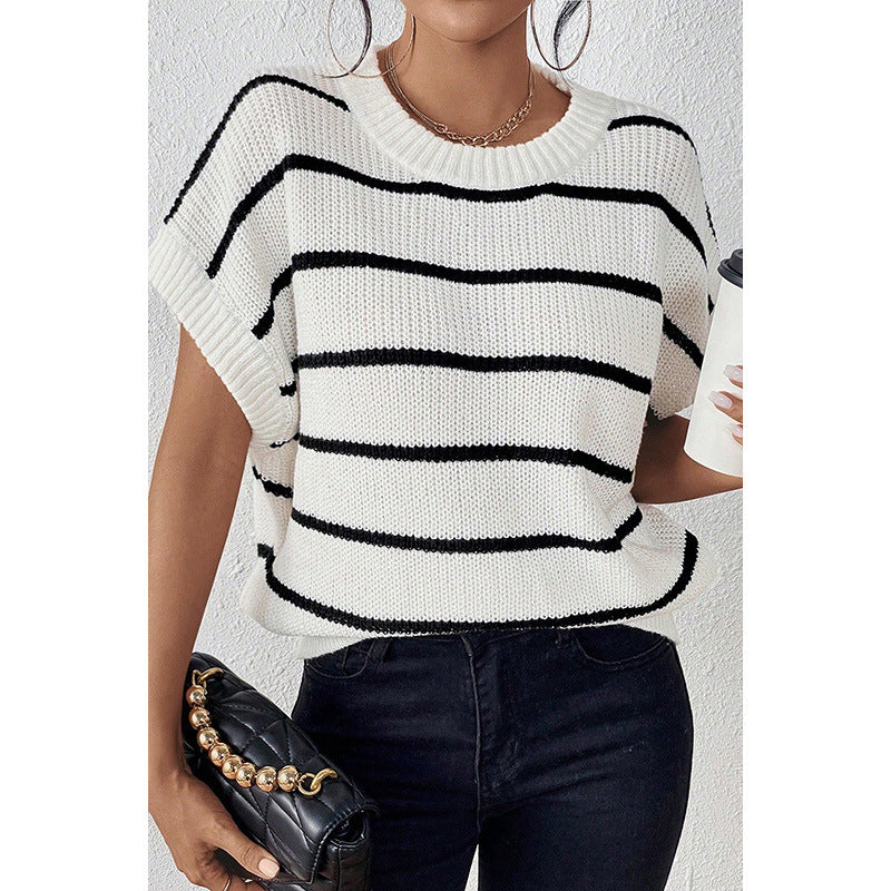 Striped Wool Round Neck oversized Sweater