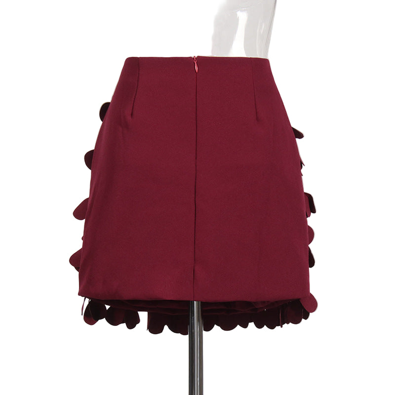 Design Sense Stitching Wafer Decoration Short A-Line Skirt – Trendy Chic Style