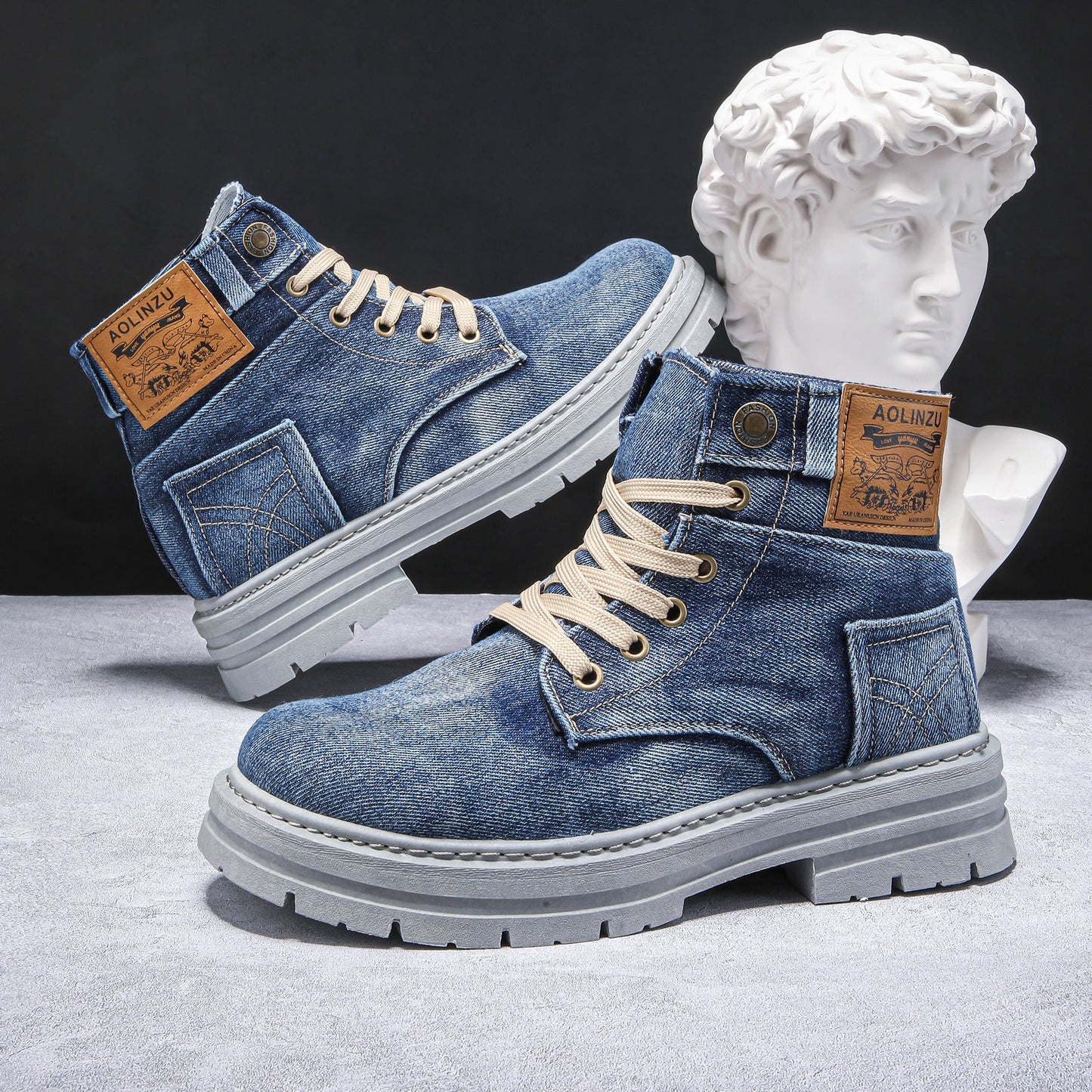 Chaussure de skateboard montante en jean décontractée