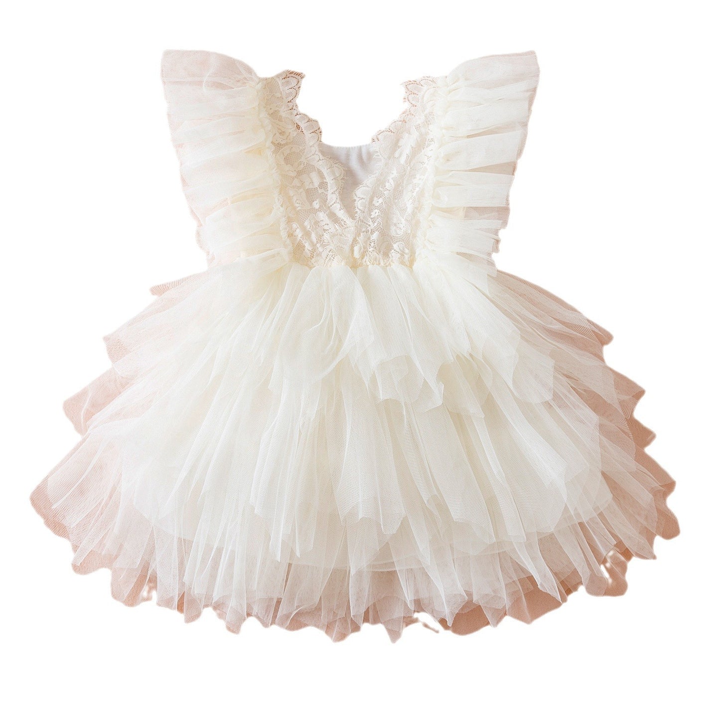 Girls Lace Embroidered Mesh Princess Dress