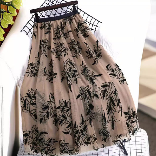 Womens Flocked Printed Skirt