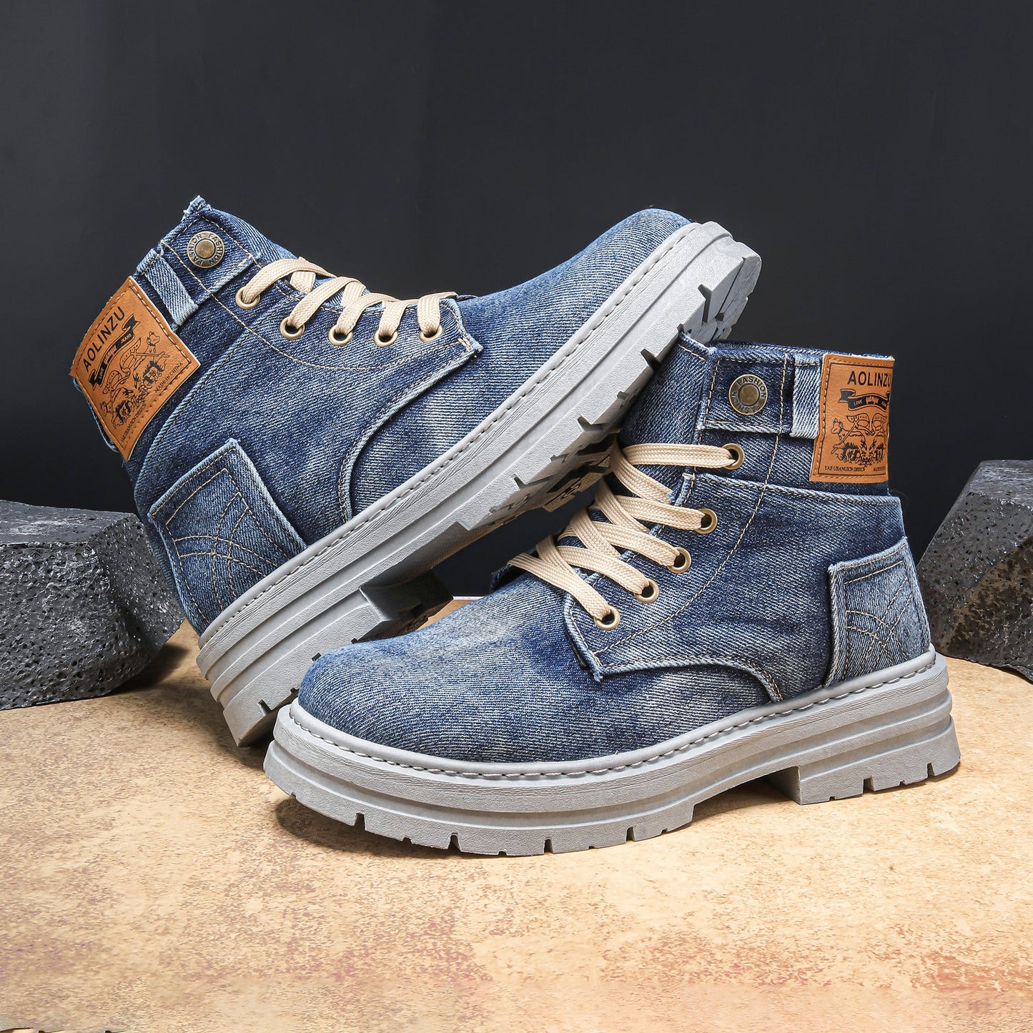 Chaussure de skateboard montante en jean décontractée
