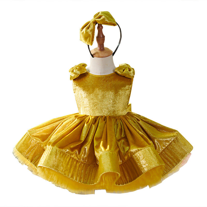 Children Golden Short Princess Dress