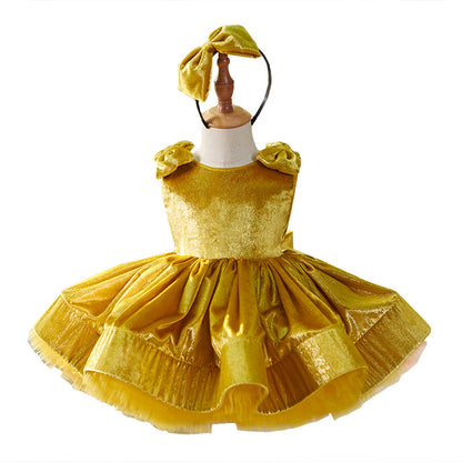 Children Golden Short Princess Dress