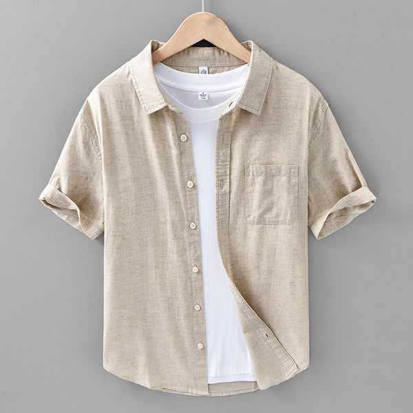 Thin Menswear Linen Short Sleeve Shirt