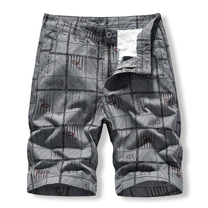 Pure cotton middle pants lattice casual four pocket Men's Shorts