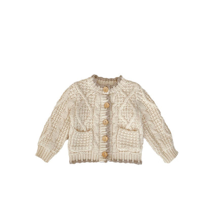Girls Round Neck Knitted Coat