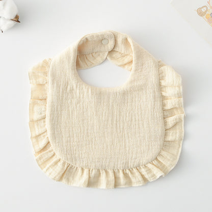 Baby Bib Ruffled Cotton Printed Gauze Lace Bib