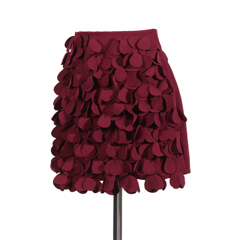 Design Sense Stitching Wafer Decoration Short A-Line Skirt – Trendy Chic Style