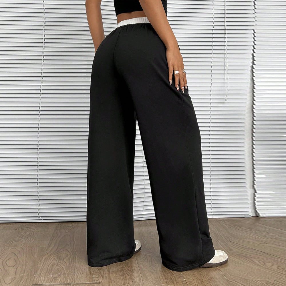 Straight Loose Elastic Waist Trousers