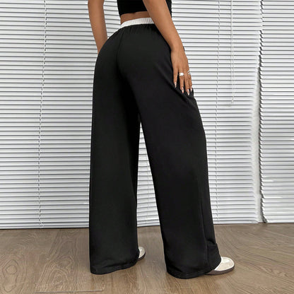 Straight Loose Elastic Waist Trousers
