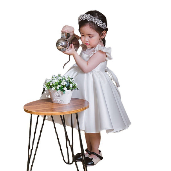Children White Satin Princess Dress