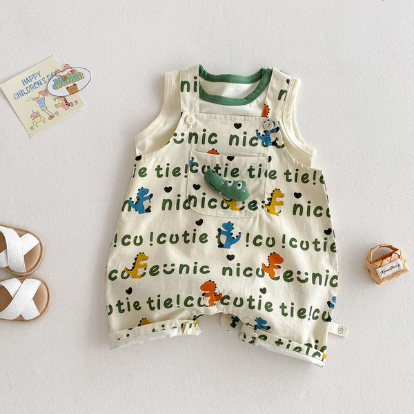 Gilet de dessin animé bébé pleine impression salopette mode
