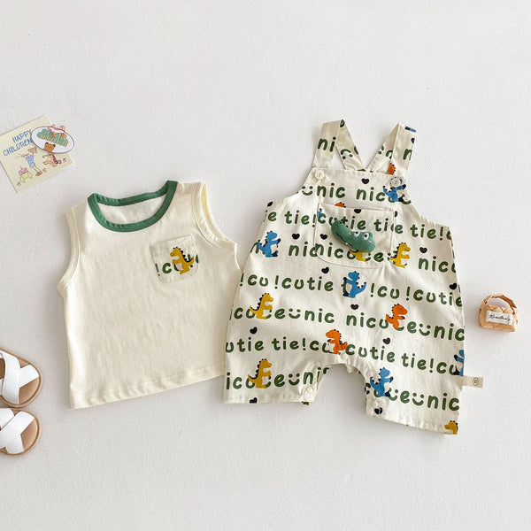 Gilet de dessin animé bébé pleine impression salopette mode