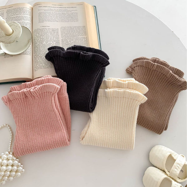 Girls Candy Color Knitted Bell-bottom Pants