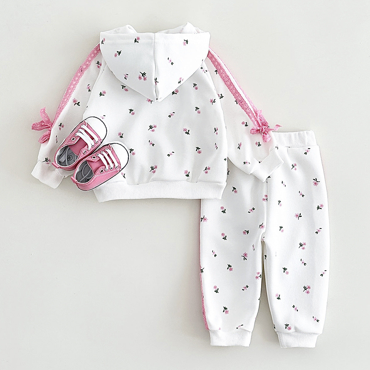 Girls' Warm Hoodie Jacket Trousers Suit