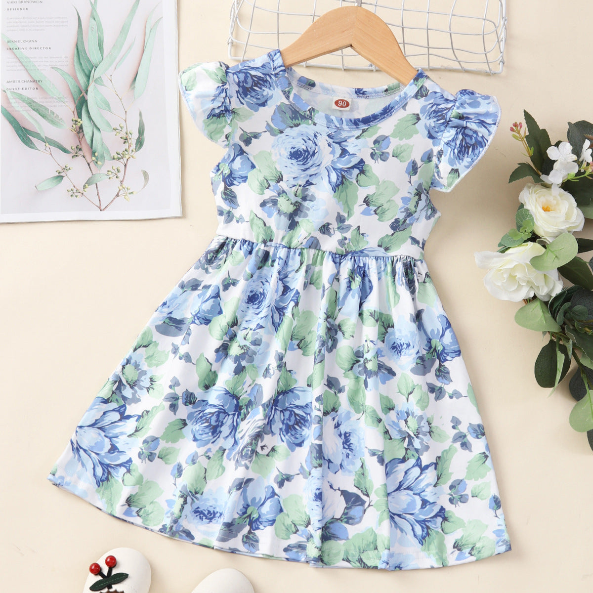 Children Flounced Sleeve Dress