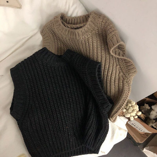 Gilet en laine épaissie à grosses rayures, pull de printemps et d'automne