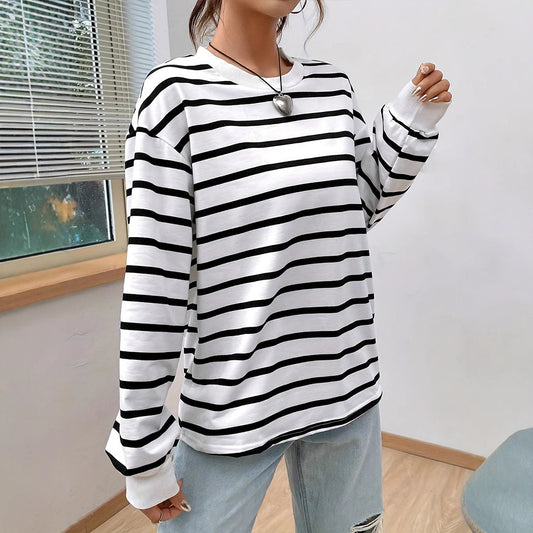 Women's Stripe Long-sleeved T-shirt
