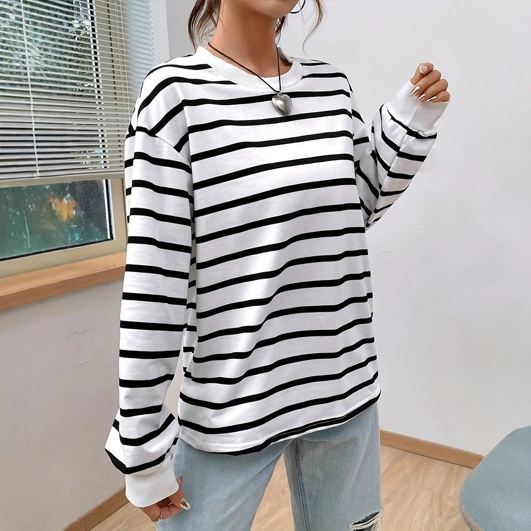 Women's Stripe Long-sleeved T-shirt