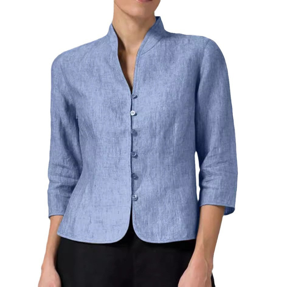 Womens Slim Three-quarter Sleeve Button Jacket