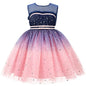 New Girls Gradient Sleeveless Mesh Tulle Tutu Dress