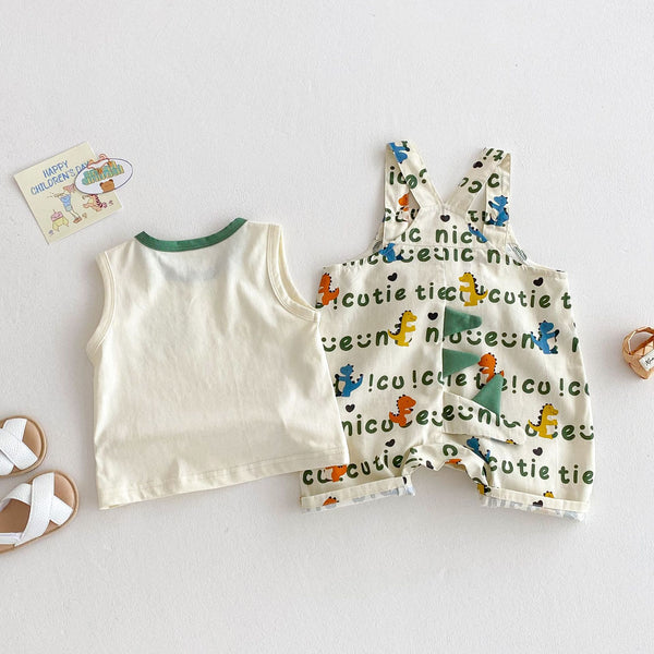 Gilet de dessin animé bébé pleine impression salopette mode