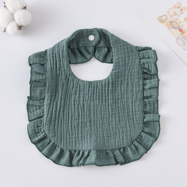 Ruffled Cotton Baby Bib - Printed Gauze Lace