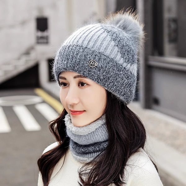 Cotton-padded Cap Scarf Set