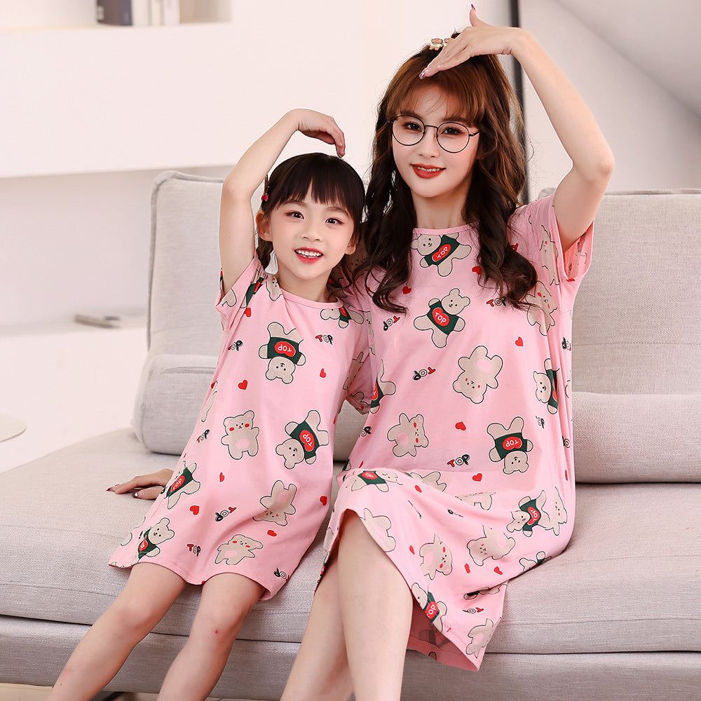 Children Purified Cotton Short Sleeve Nightdress