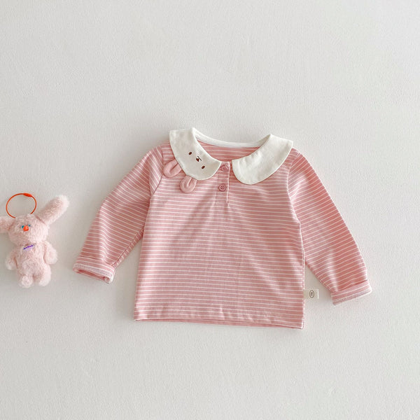 Girls Striped Cartoon T-Shirt - 0-5 Years