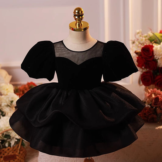 Girls French Puff Sleeve Princess Dress