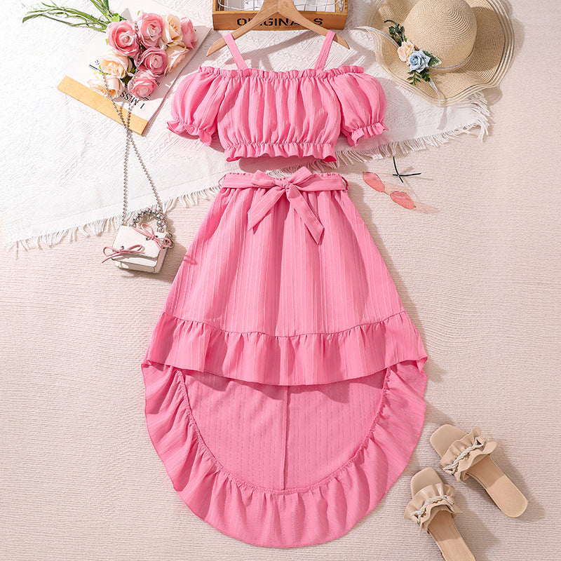 Girls Retro Printing Unique Two-piece Set