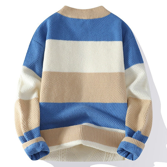 Haut en tricot ras du cou décontracté pour homme, à couleur contrastée