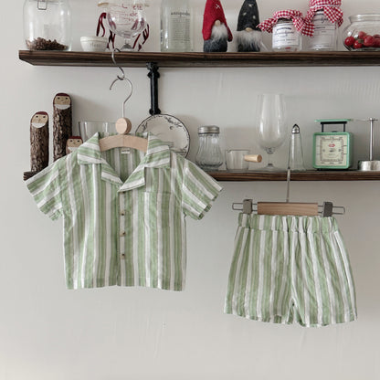 Children's Stripe Breathable Short-sleeved