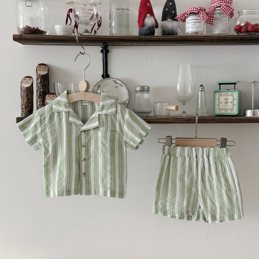 Children's Stripe Breathable Short-sleeved