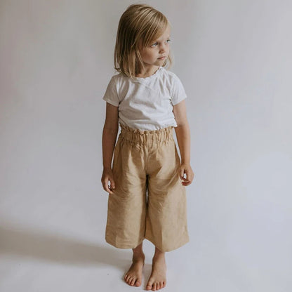 Linen Cotton Wide-leg Elastic Waist Casual Pants