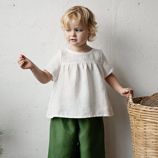 Cotton And Linen Short-sleeved T-shirt