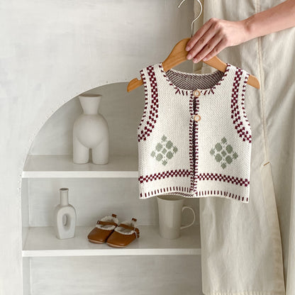 Cotton Knitted Jacquard Vest